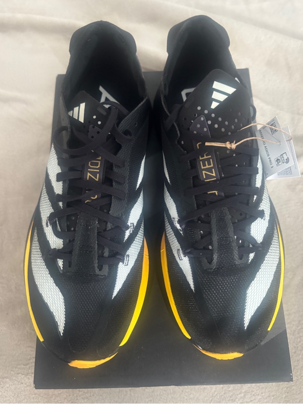 adidas Women’s Adizero Adios Pro 3 - Size 7.5, Core Black / Zero Metalic / Spark